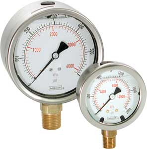 NoShok 900 Series ABS and Stainless Steel Liquid Filled Gauges